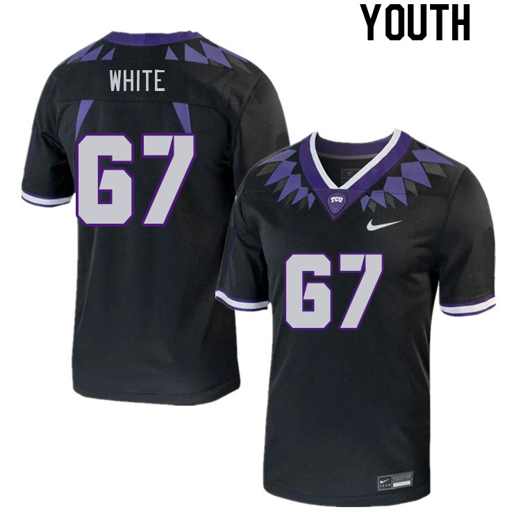 Youth #67 Hudson White TCU Horned Frogs 2023 College Footbal Jerseys Stitched-Black